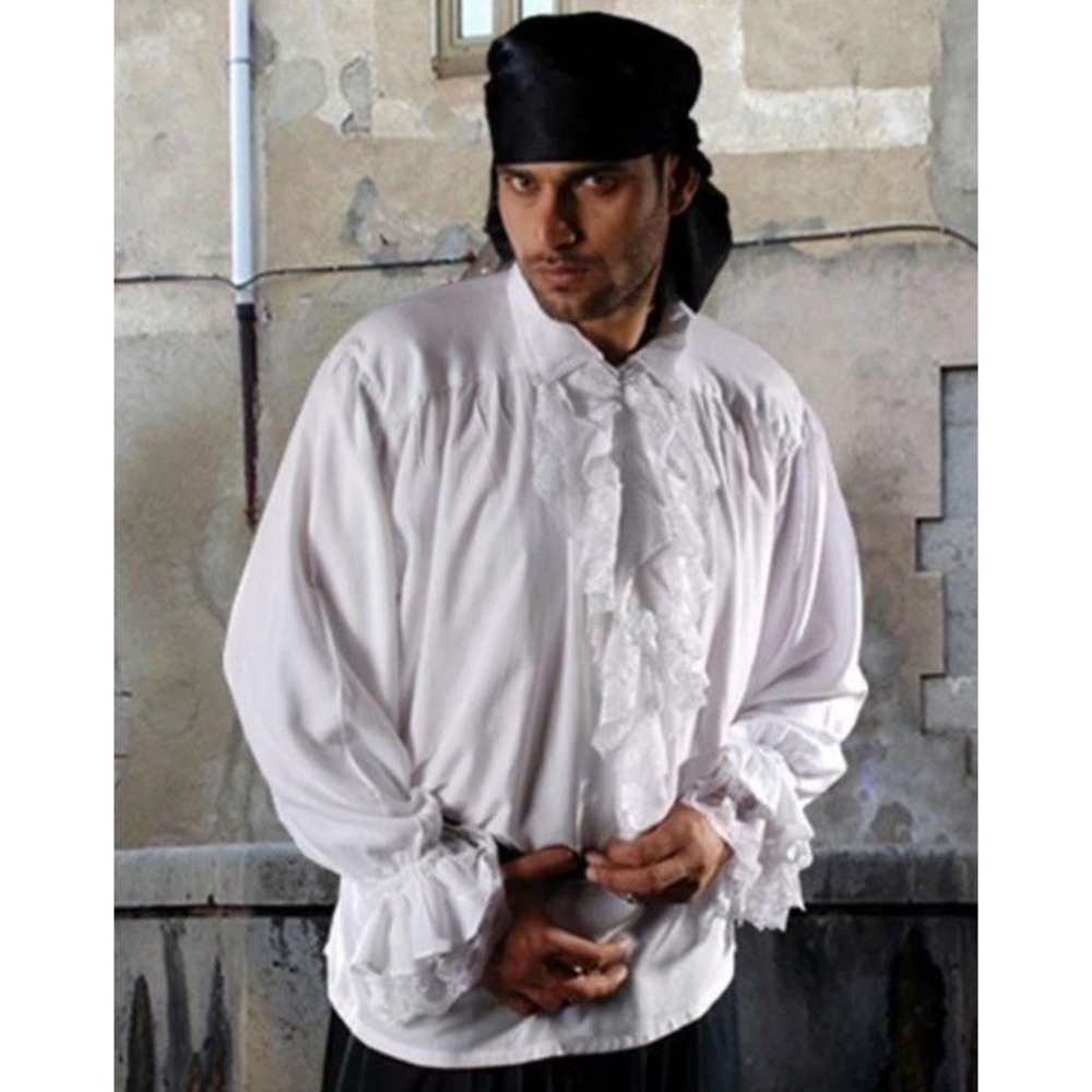 THE PIRATE DRESSING Roberto‎ Confresi Ivory Shirt S/M Detachable Lace Frill